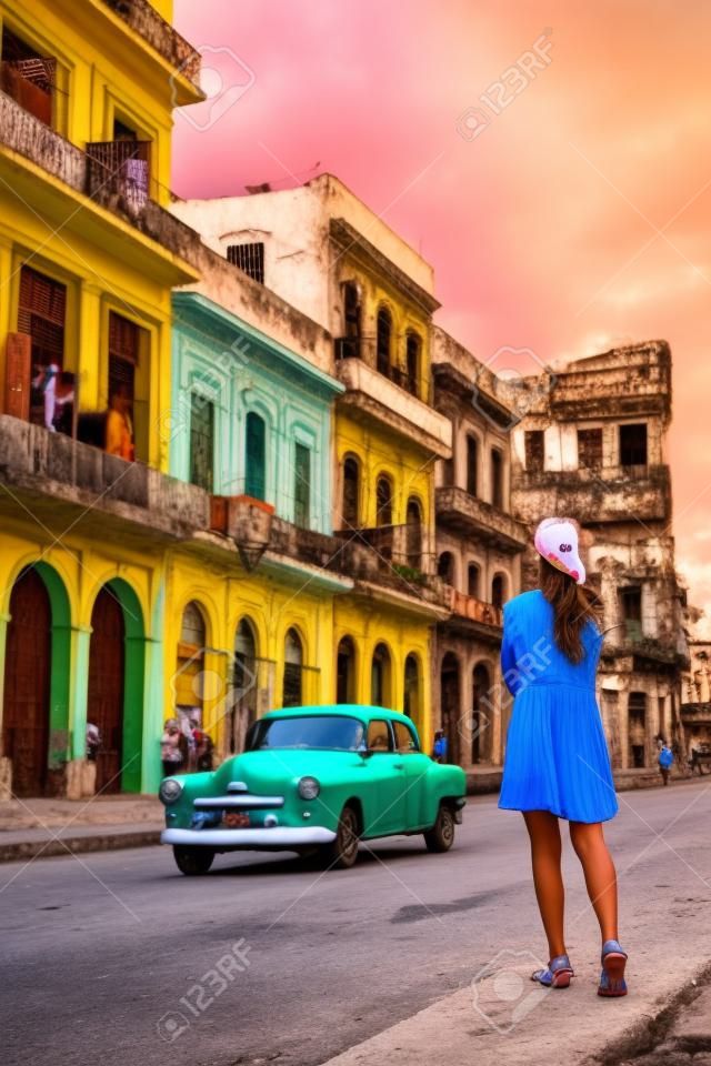 Adorable little girl in popular street in Old Havana, Cuba.