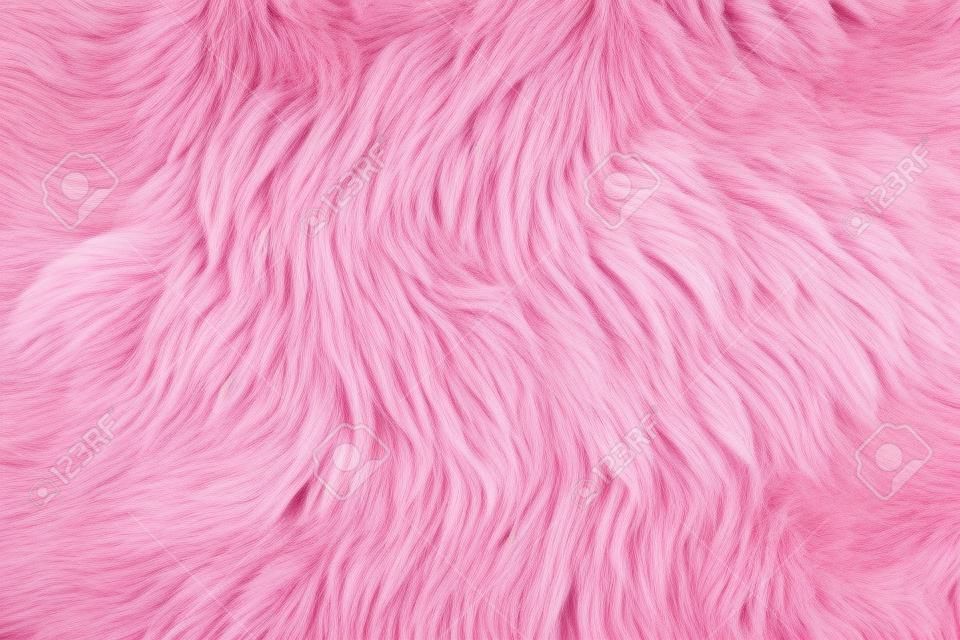 Gros plan sur une peau de mouton tapis rose teint comme fond