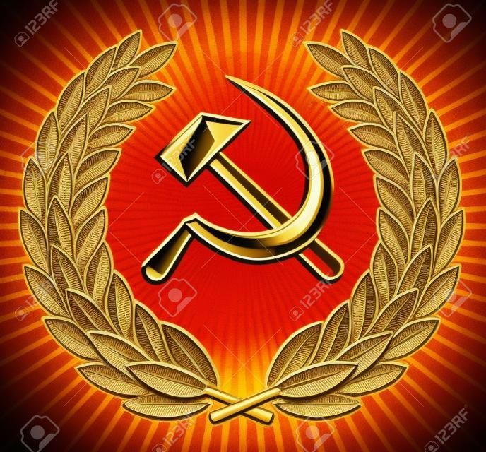 symbol of USSR - hammer, sickle and laurel wreath (ussr sign, soviet symbol)