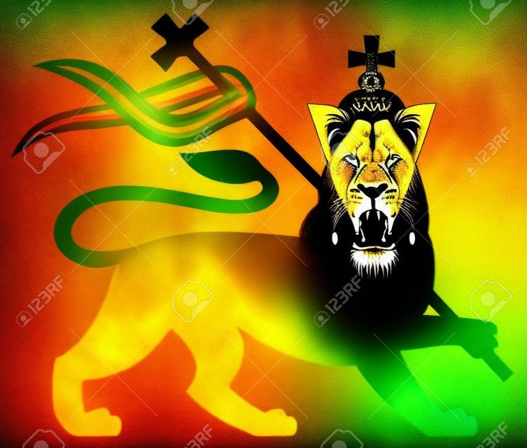 Лев Иуды растафари льва, регги фоне