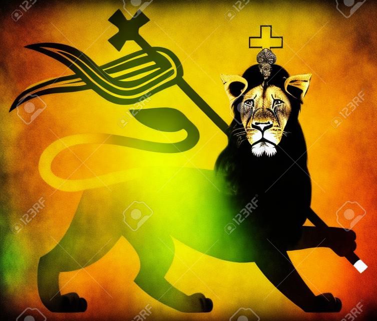 le lion de Juda rastafari lion, reggae fond