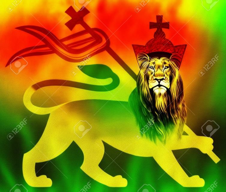 the lion of judah  rastafarian lion, reggae background 