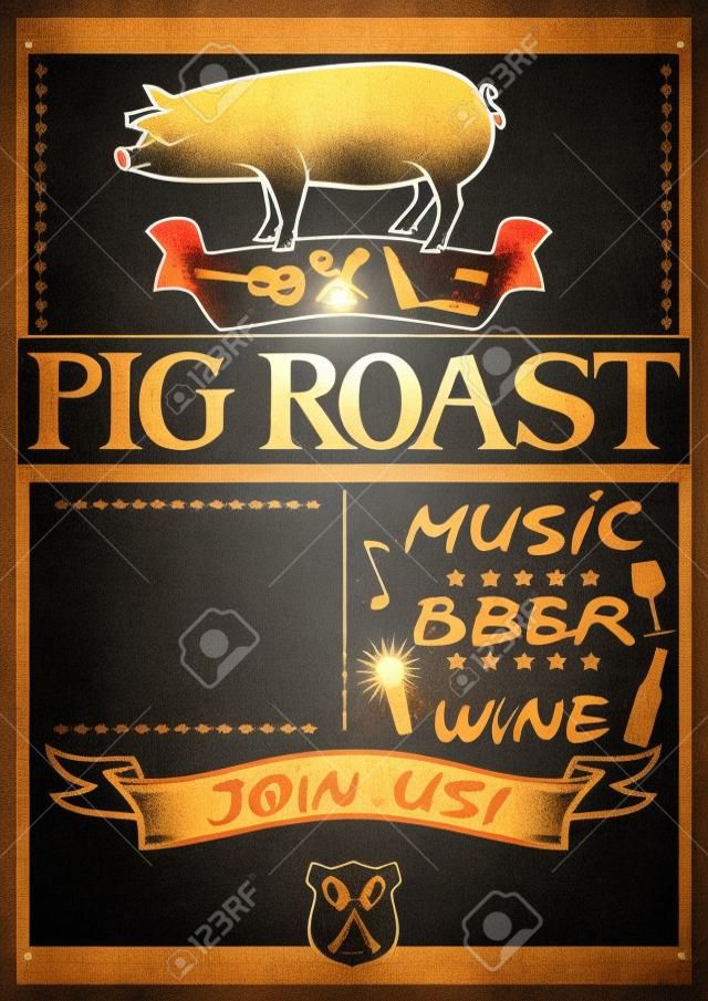domuz kızartma posteri (barbekü partisi tasarımı, Barbekü mangal poster)