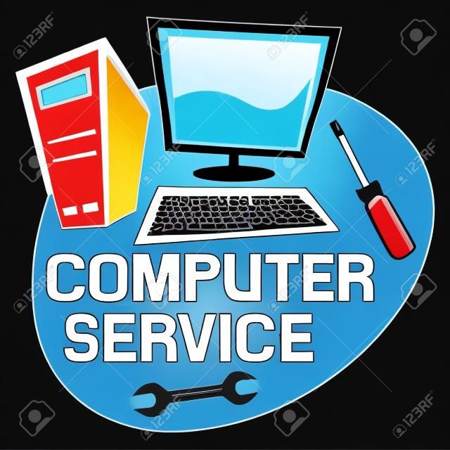 servizi informatici di riparazione computer etichetta servizio segno servizio di riparazione computer