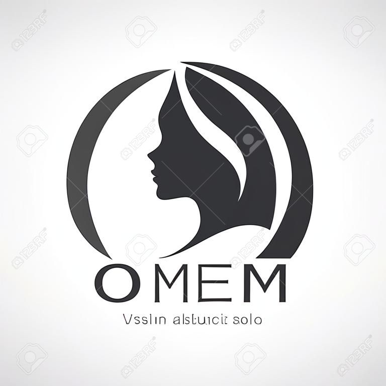 Template abstract logo for woman salons and shops. Stylized profile of a young beautiful woman. Abstract logo for a beauty salon. Portrait of a girl. 