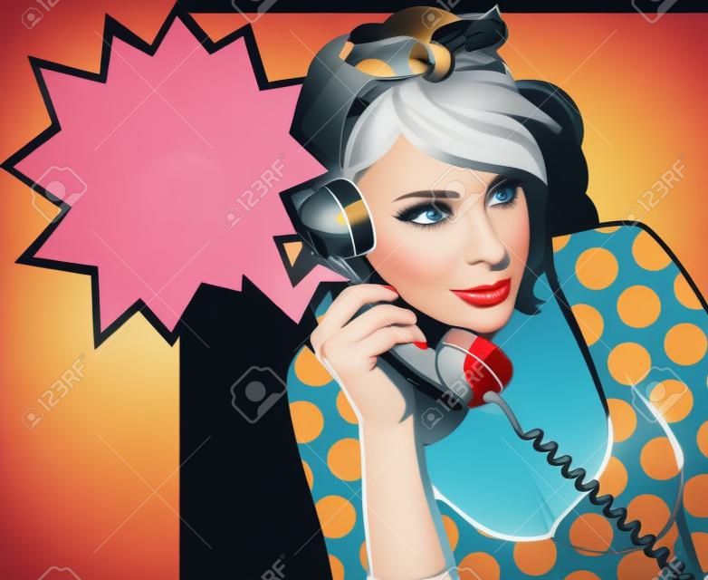 retro girl rozmawia przez telefon