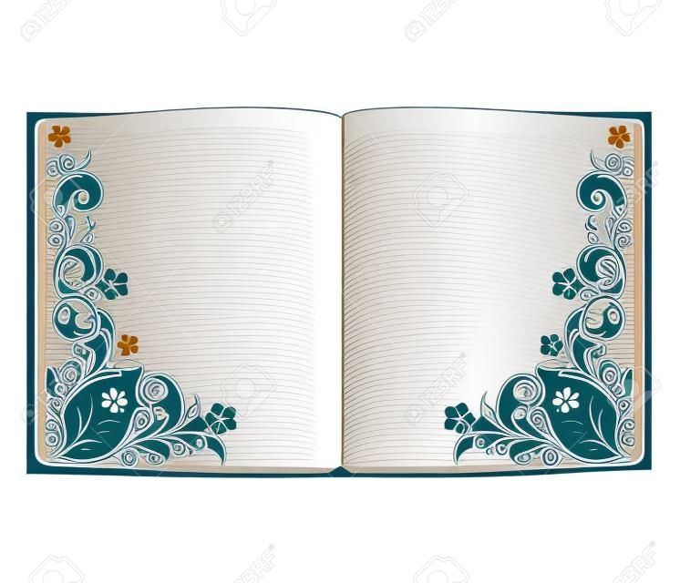 illustration vectorielle d'un livre ouvert avec décoration florale isolé sur un fond blanc
