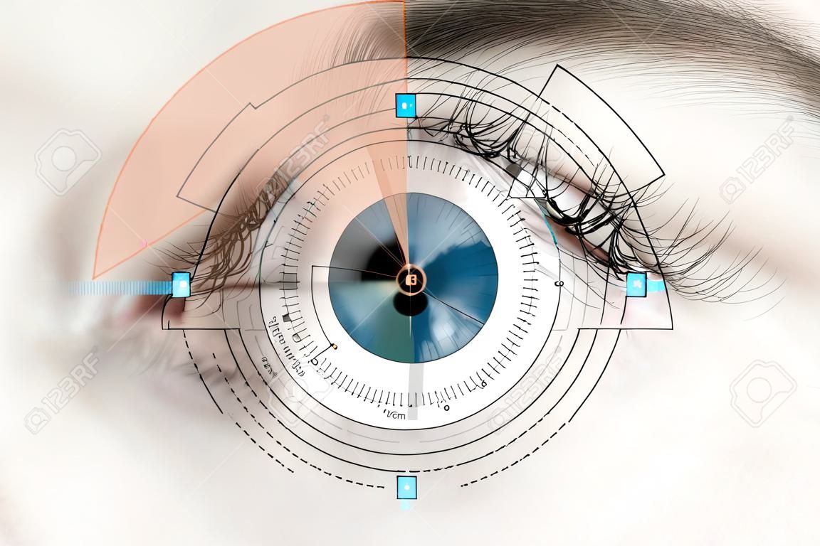 Scanner a occhio umano blu