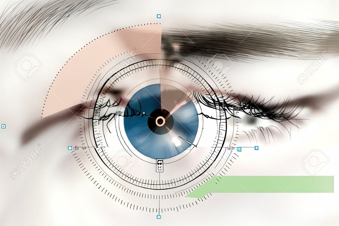 Сканер на синем человеческого глаза