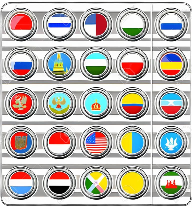 Set of icons. Federal subjects of the Russian Federation flags.