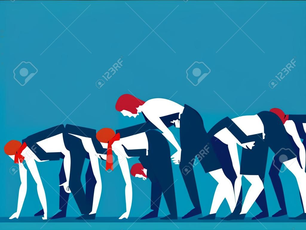 People bowed down and walked discouragedly. Concept business despair vector illustration, Flat cartoon style design.