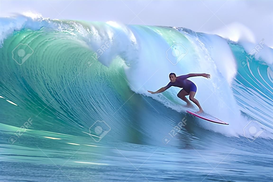 surfing a wave