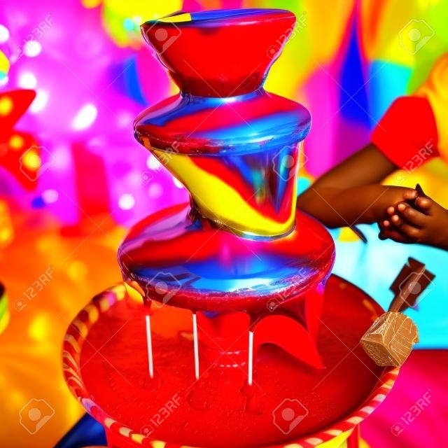 Vibrant Picture of Chocolate Fountain Fountain on childen kids birthday party