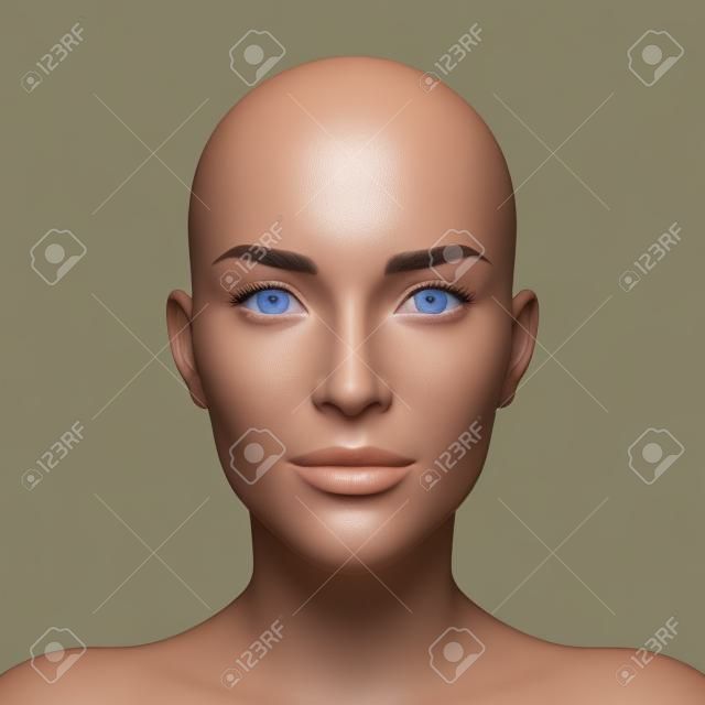 Rendering 3D CG del volto di donna