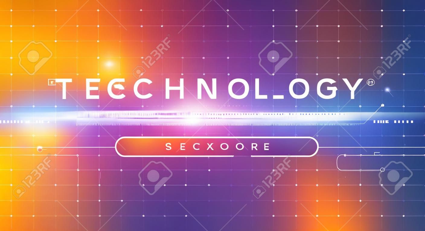 Technology banner orange blue background concept with light effects, illustration vector