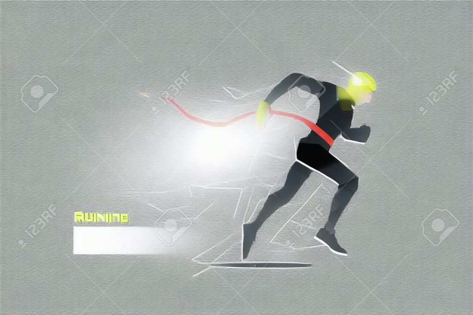 Running man. Motion art line dot concept. Vector illustration
