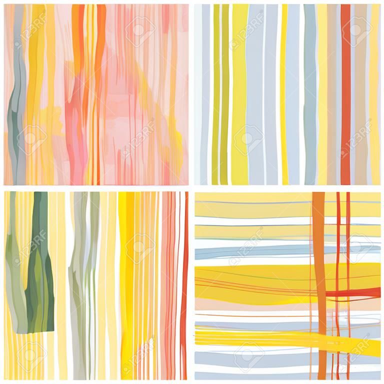 Watercolor grunge striped seamless patterns vector set