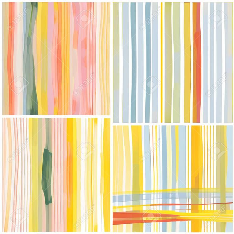 Watercolor grunge striped seamless patterns vector set