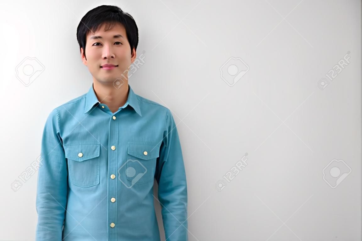 portrait of an asian man with white wall