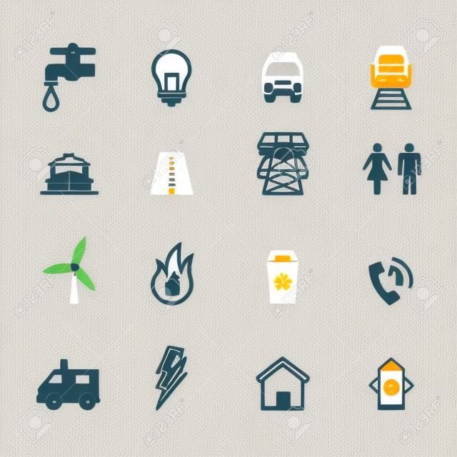 public utility icons, mono vector symbols