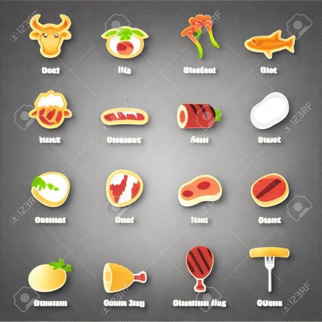 elementos de carne, iconos del vector infográficas