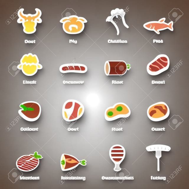 éléments de viande, icônes vecteur de infographiques