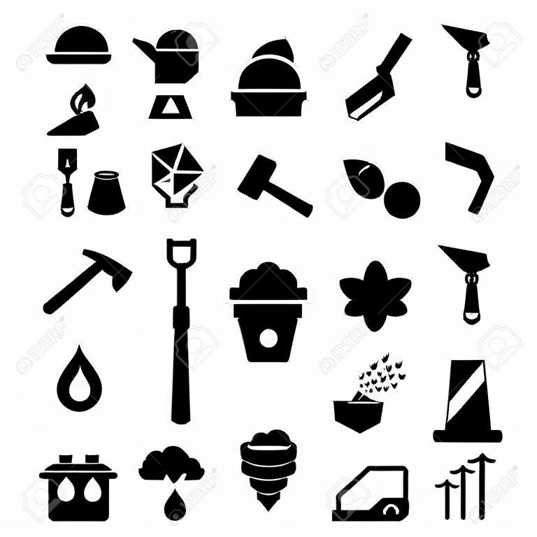 mining solid icons vector design