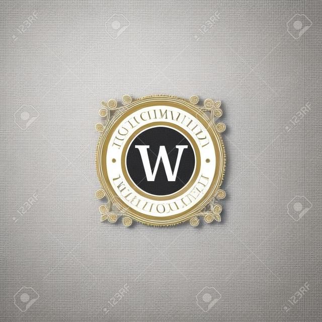 Semplice modello di progettazione monogramma con la lettera W. Elegante cornice ornamento linea logo design. Buon per Ristorante, Boutique, Albergo, araldico, Gioielli.