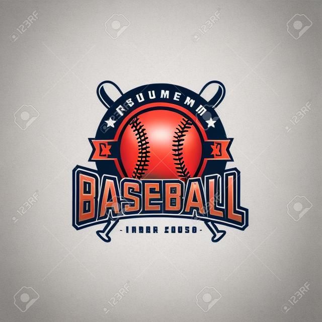 Baseball campionato logo con la palla. Disegno vettoriale modello.