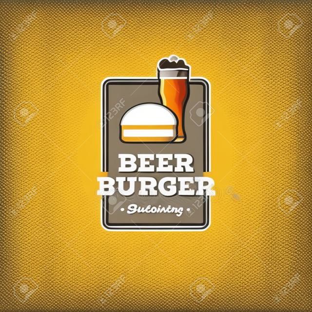 Beer and Burger Grunge White. Vector illustration