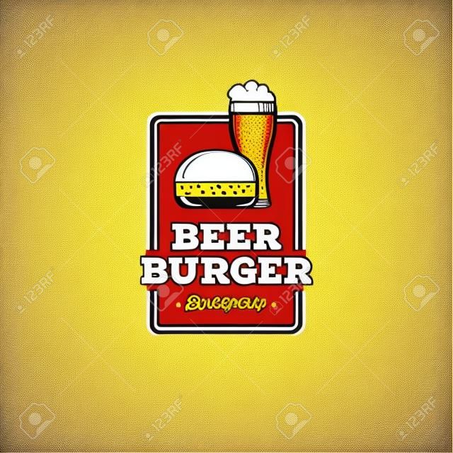 Beer and Burger Grunge White. Vector illustration
