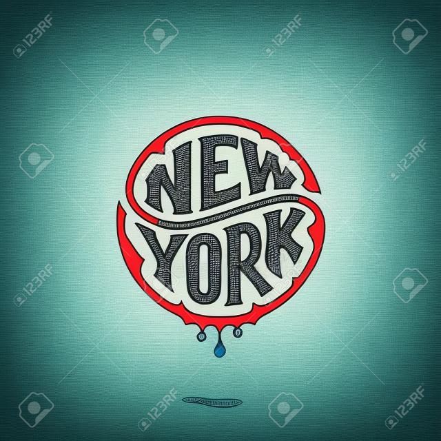 New York. Typography for t shirt. Handwritten circular calligraphy lettering for greeting cards, posters, prints for home decorations. Vector illustration