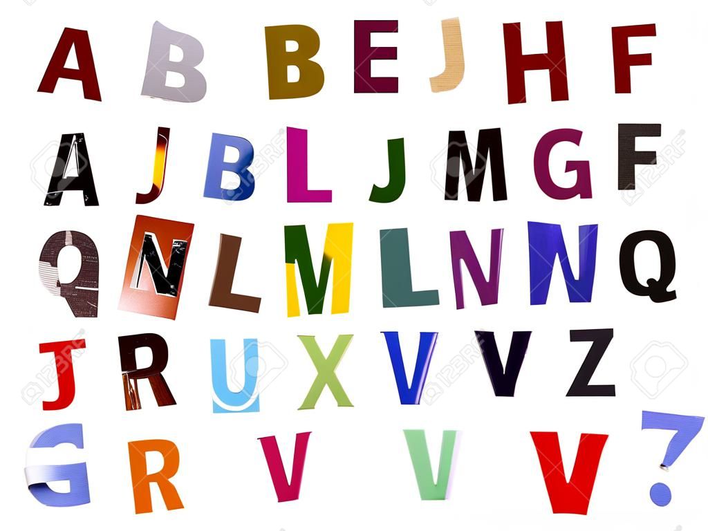 Alfabeto hecho de recortes del periódico - ABC colorido.