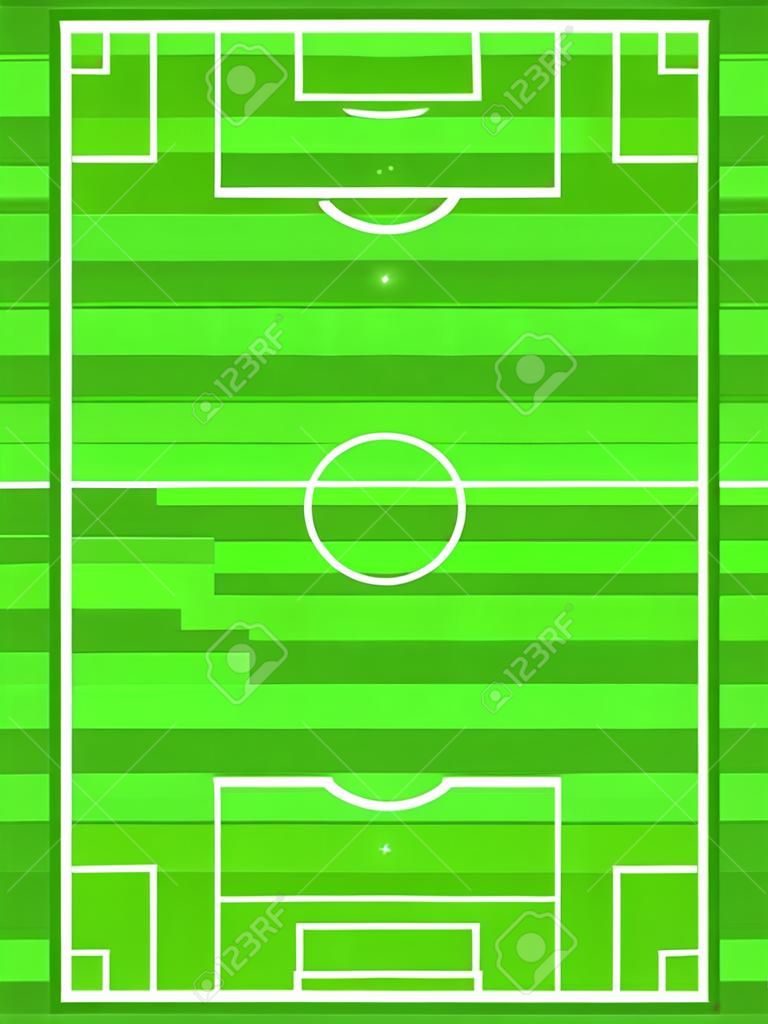 Fútbol diagrama de campo con las líneas blancas y la hierba verde. Utilizable para la elaboración de las formaciones de fútbol del equipo, la estrategia y la táctica.