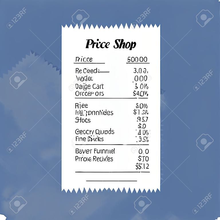Generic grocery store receipt. Vector food prices shop receipt.