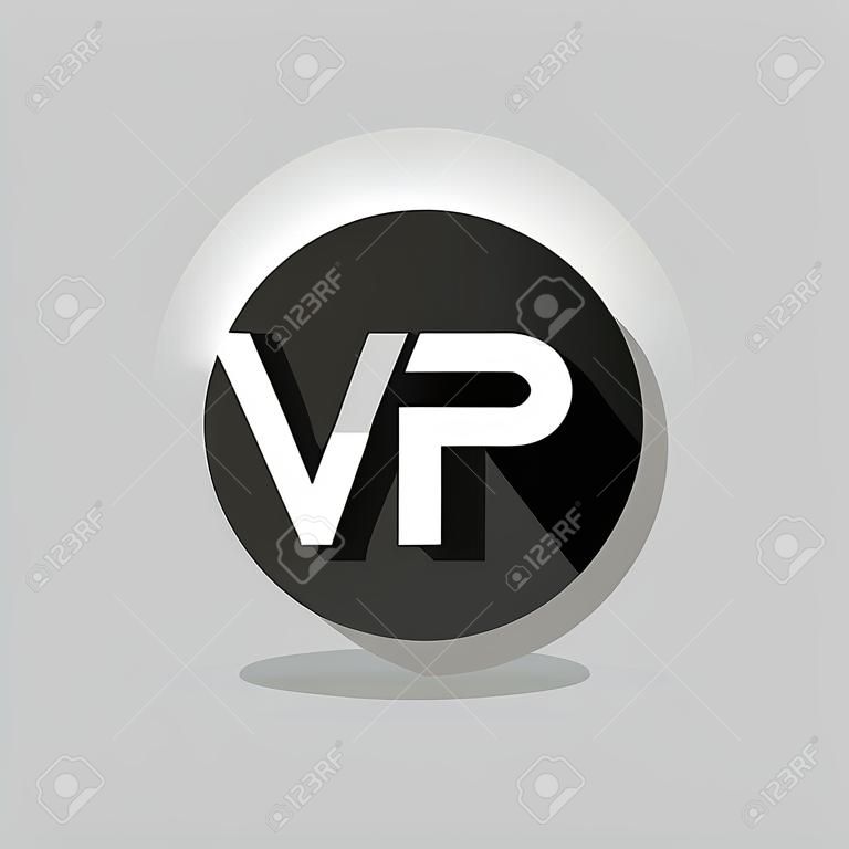 Feine Vektor-Symbol mit weißem vr Logo im schwarzen Kreis. Flache Bauweise mit langen Schatten