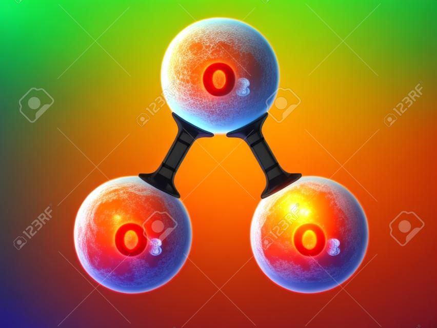 3D illustration of model o ozone molecule