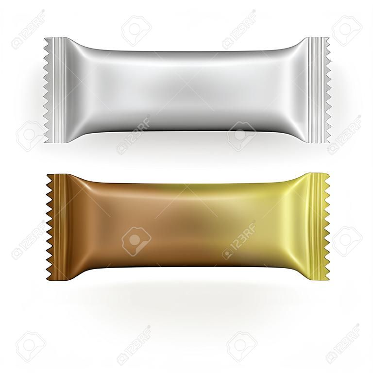 Пустой шоколад или протеиновый батончик упаковки шаблон на белом фоне.