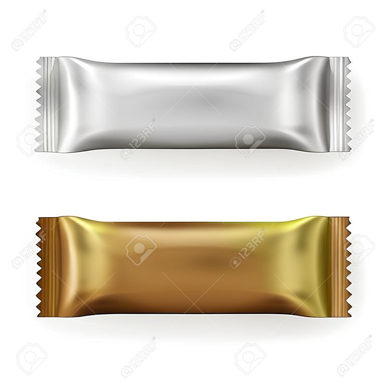 空白チョコレートやタンパク質バー包装テンプレート白い背景で隔離されました。
