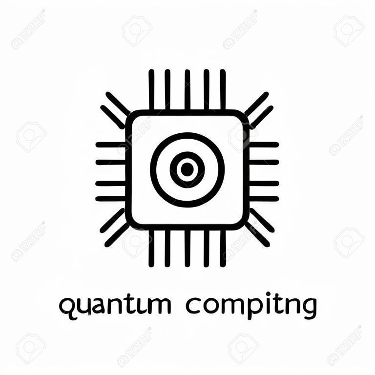 양자 컴퓨팅 아이콘입니다. 얇은 라인 인공 지능, 미래 기술 컬렉션, 개요 벡터 일러스트 레이 션에서 배경에 유행 현대 평면 선형 벡터 양자 컴퓨팅 아이콘