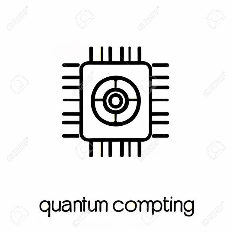 양자 컴퓨팅 아이콘입니다. 얇은 라인 인공 지능, 미래 기술 컬렉션, 개요 벡터 일러스트 레이 션에서 배경에 유행 현대 평면 선형 벡터 양자 컴퓨팅 아이콘