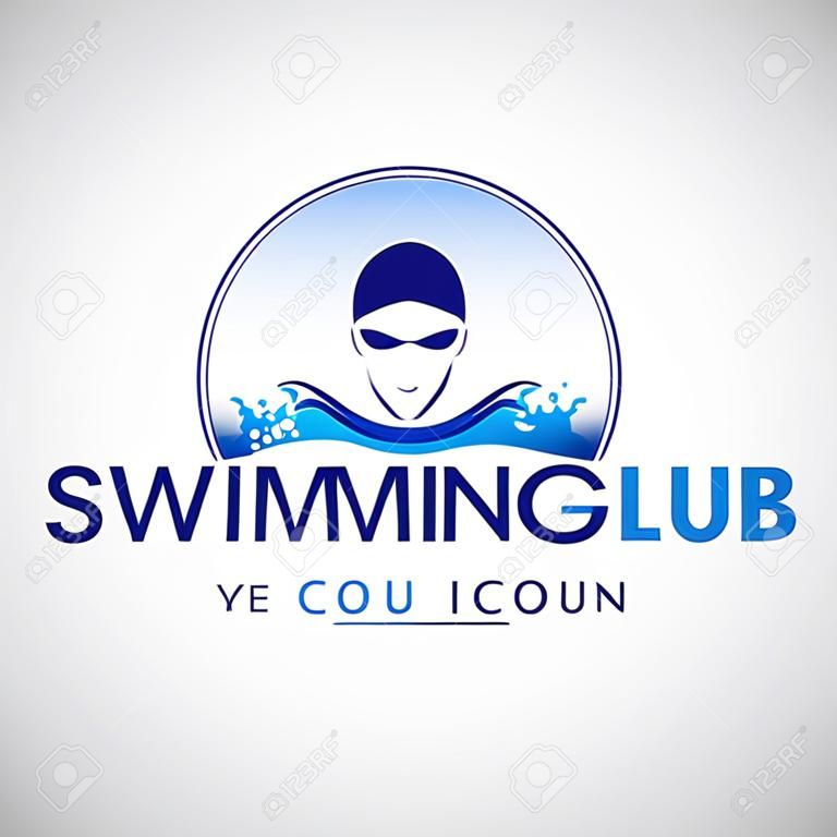 Плавание Club Дизайн. Пловец икона дизайна. Творческая Пловец Вектор.