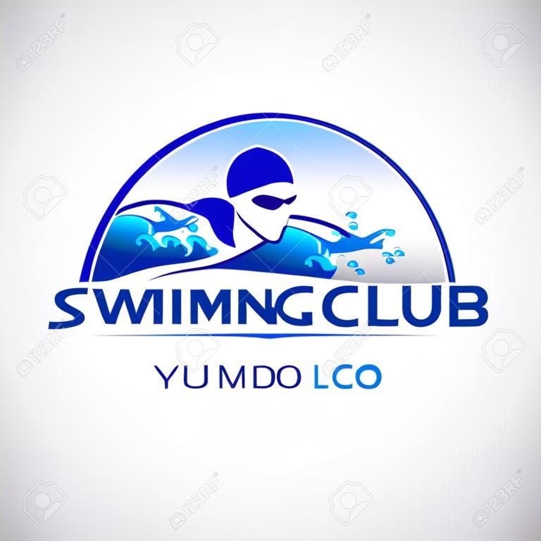 Zwemclub Design. Zwemmen pictogram ontwerp. Creative Zwemmer Vector.