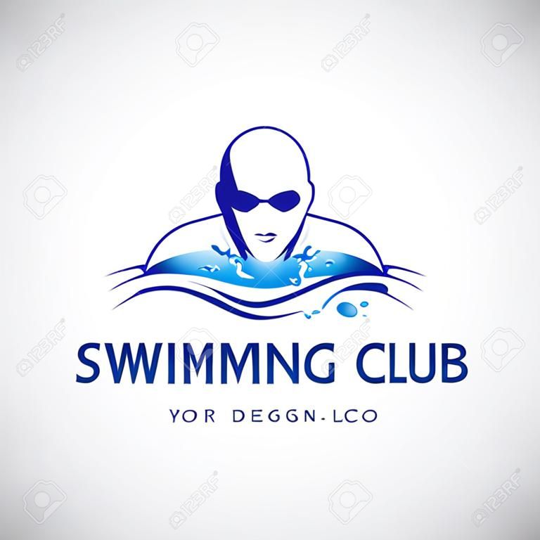 Basen Klub Projekt. Pływak ikona designu. Twórczy Swimmer wektorowa.