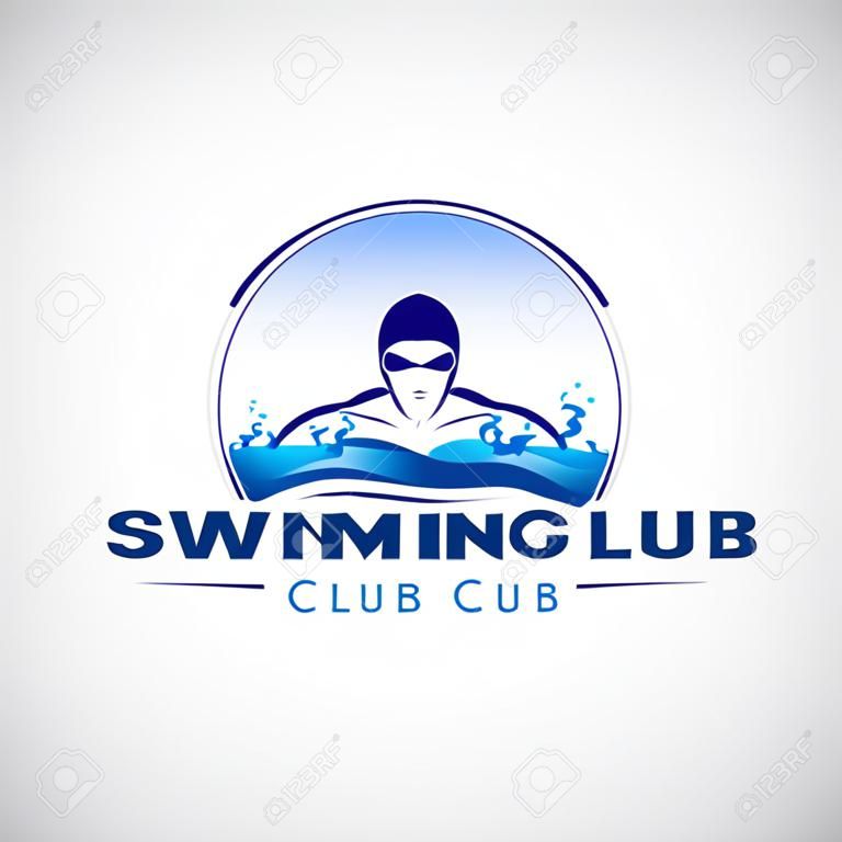 Плавание Club Дизайн. Пловец икона дизайна. Творческая Пловец Вектор.