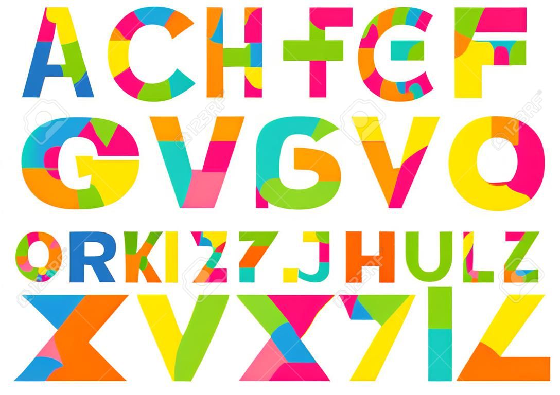Las letras del abecedario de colores. Cartas creativas de alfabeto.