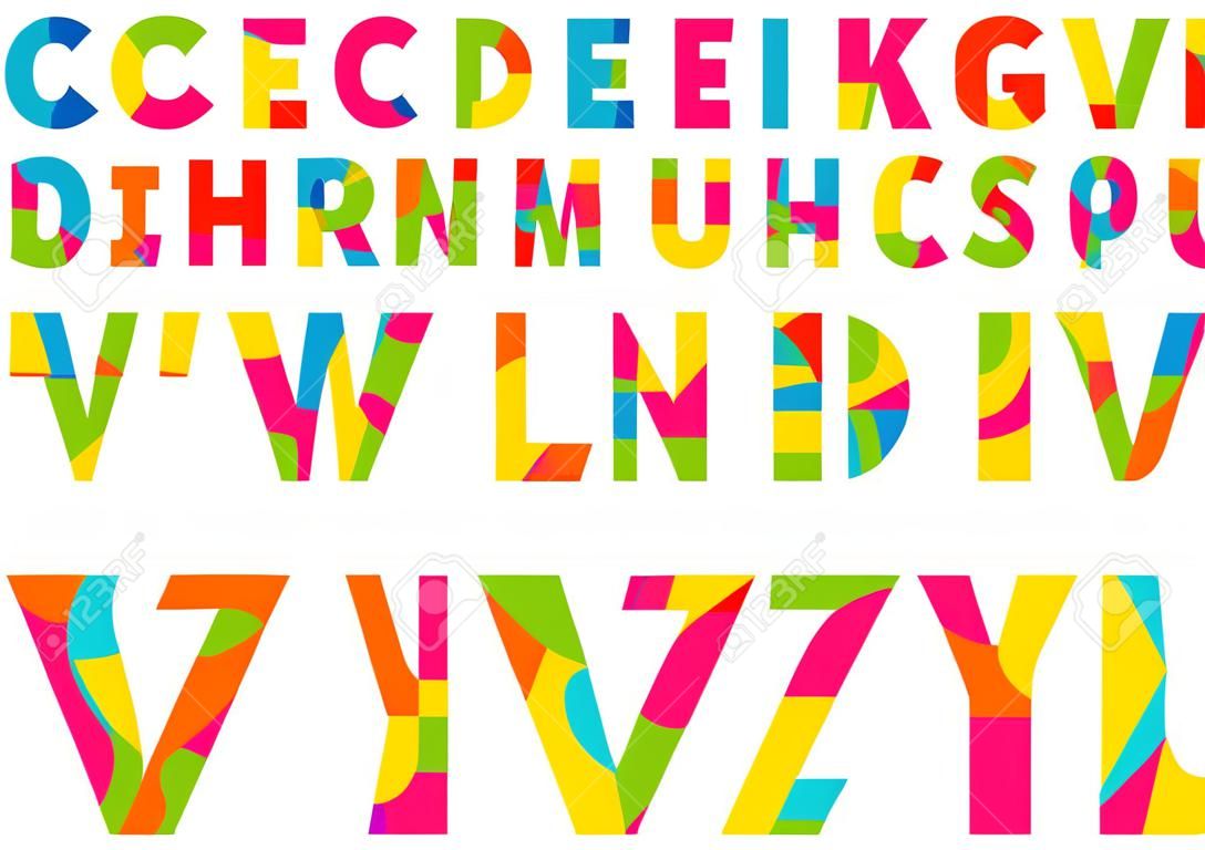 Las letras del abecedario de colores. Cartas creativas de alfabeto.
