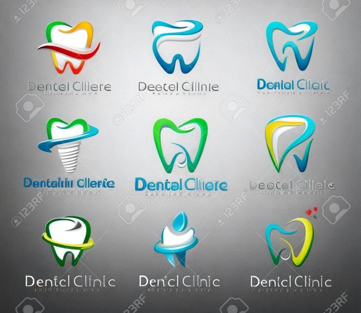 Dental Logo Design. Dentista Logo. Dental Clinic Creative Company Vector Logo Set
