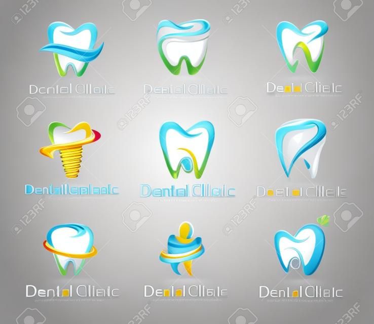 Dental Logo Design. Tandarts Logo. Dental Clinic Creative Company Vector Logo Set