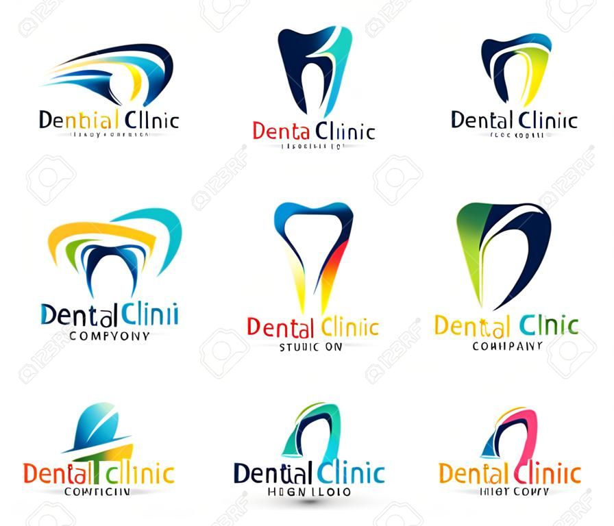 Diseño Logo Dental. Logo dentista. Dental Clinic Creative Company Logo Vector Set